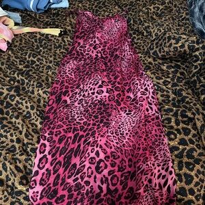 Pretty Little Thing pink cheetah print maxi dress